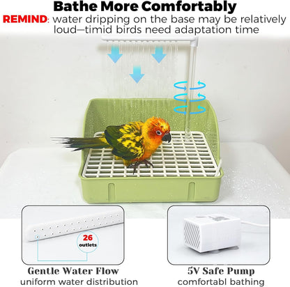 Automatic Bird Bath Fountain – Circulating Water Bath & Drinking Station for Parakeets, Cockatiels, Conures & Parrots