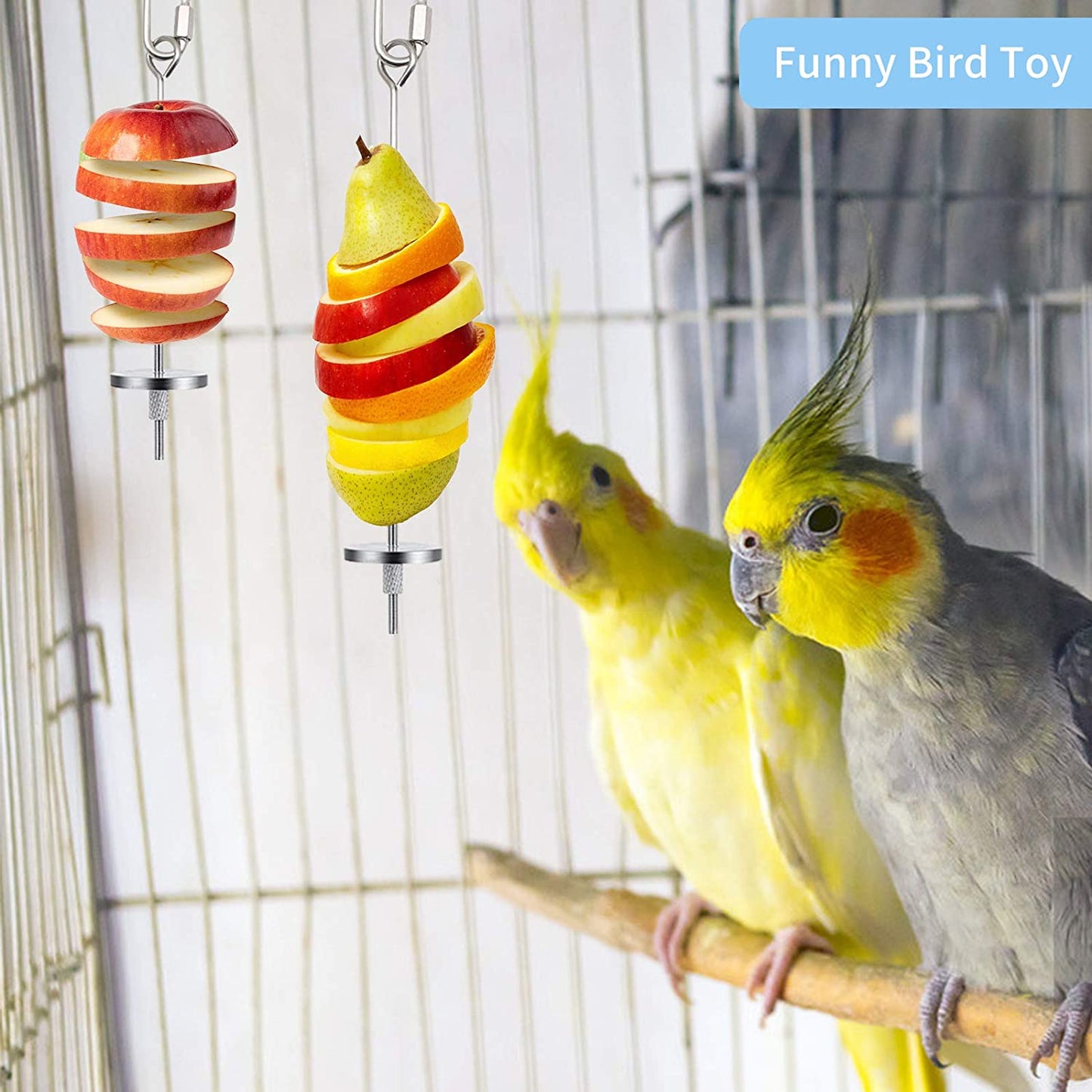 Stainless Steel Bird Fruit Skewer – Foraging Feeder & DIY Toy Base for Parrots