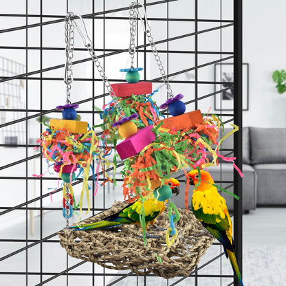 Seagrass Bird Swing Mat – Hanging Foraging, Climbing & Chewing Enrichment Toy and Perch