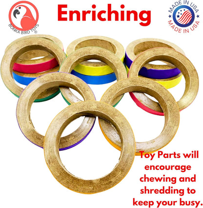Chew Bagel Bird Toy Set – Interactive Shredding & DIY Enrichment Rings for Parrots -  12 Count