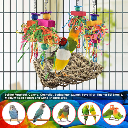 Seagrass Bird Swing Mat – Hanging Foraging, Climbing & Chewing Enrichment Toy and Perch