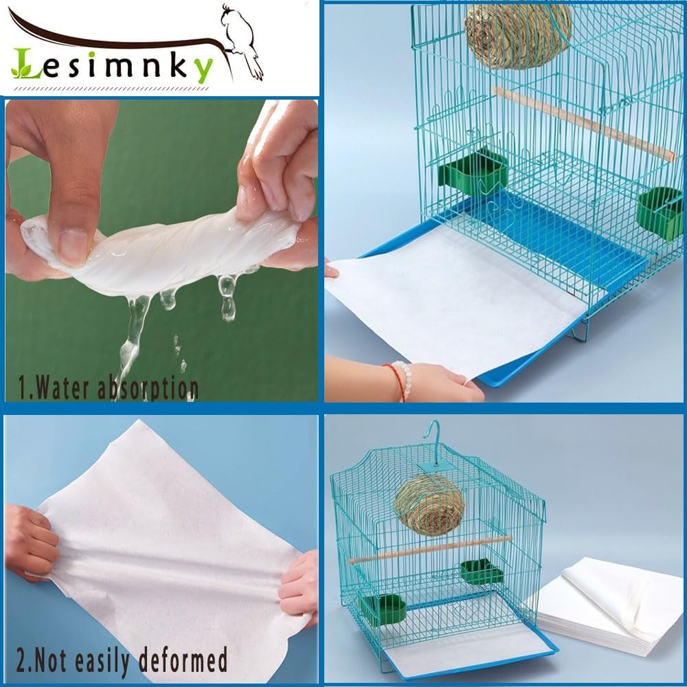 Bird Cage Liner Paper Sheets – Absorbent Pre-Cut Cage Tray Liners (120 Pack)
