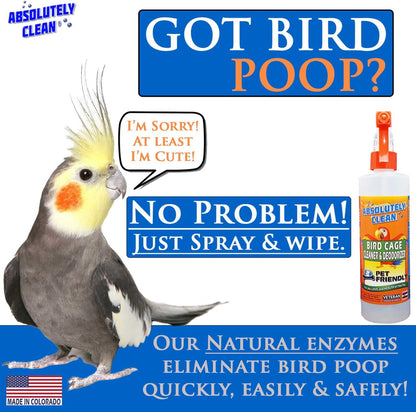 Bird Cage Cleaner & Odor Remover – Fast-Acting Enzyme Formula (16oz, 2-Pack)