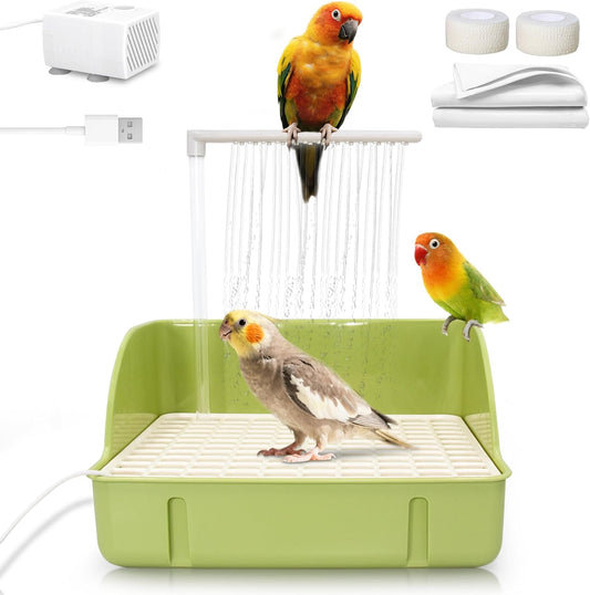 Automatic Bird Bath Fountain – Circulating Water Bath & Drinking Station for Parakeets, Cockatiels, Conures & Parrots