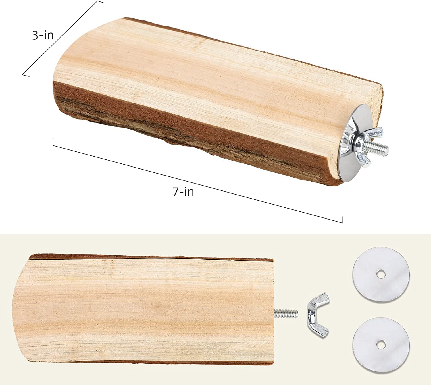 Wooden Bird Perch Platform Set (2 Pack) for Parrot Cages