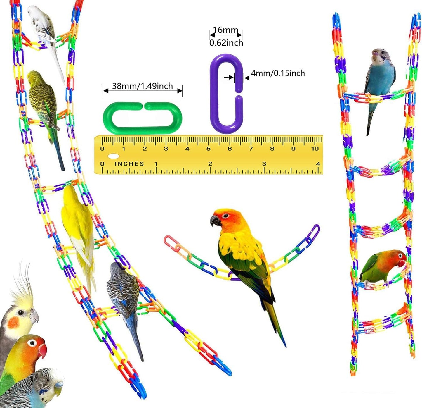 Plastic C-Clip Chain Links – 200 Piece DIY Bird Toy Making & Cage Enrichment Set