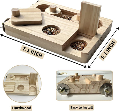Wooden Bird Foraging Puzzle Toy - Perfect fo  Parakeet, Cockatiel, Sun Conures - Interactive Mental Enrichment Toy