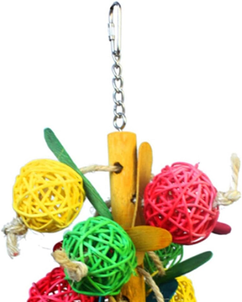 Rattan Ball and String Hanging Bird Toy - For Medium to Large Birds