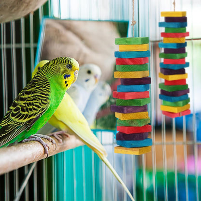 Colorful Wooden Bird Chew Blocks – 80 Pack Natural Foot Toys & DIY Bird Toy Making Parts for Parrots, Cockatiels & Small Birds