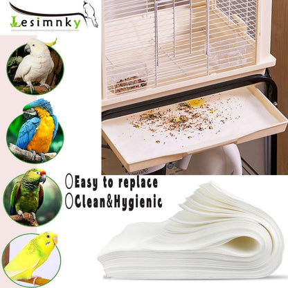 Bird Cage Liner Paper Sheets – Absorbent Pre-Cut Cage Tray Liners (120 Pack)