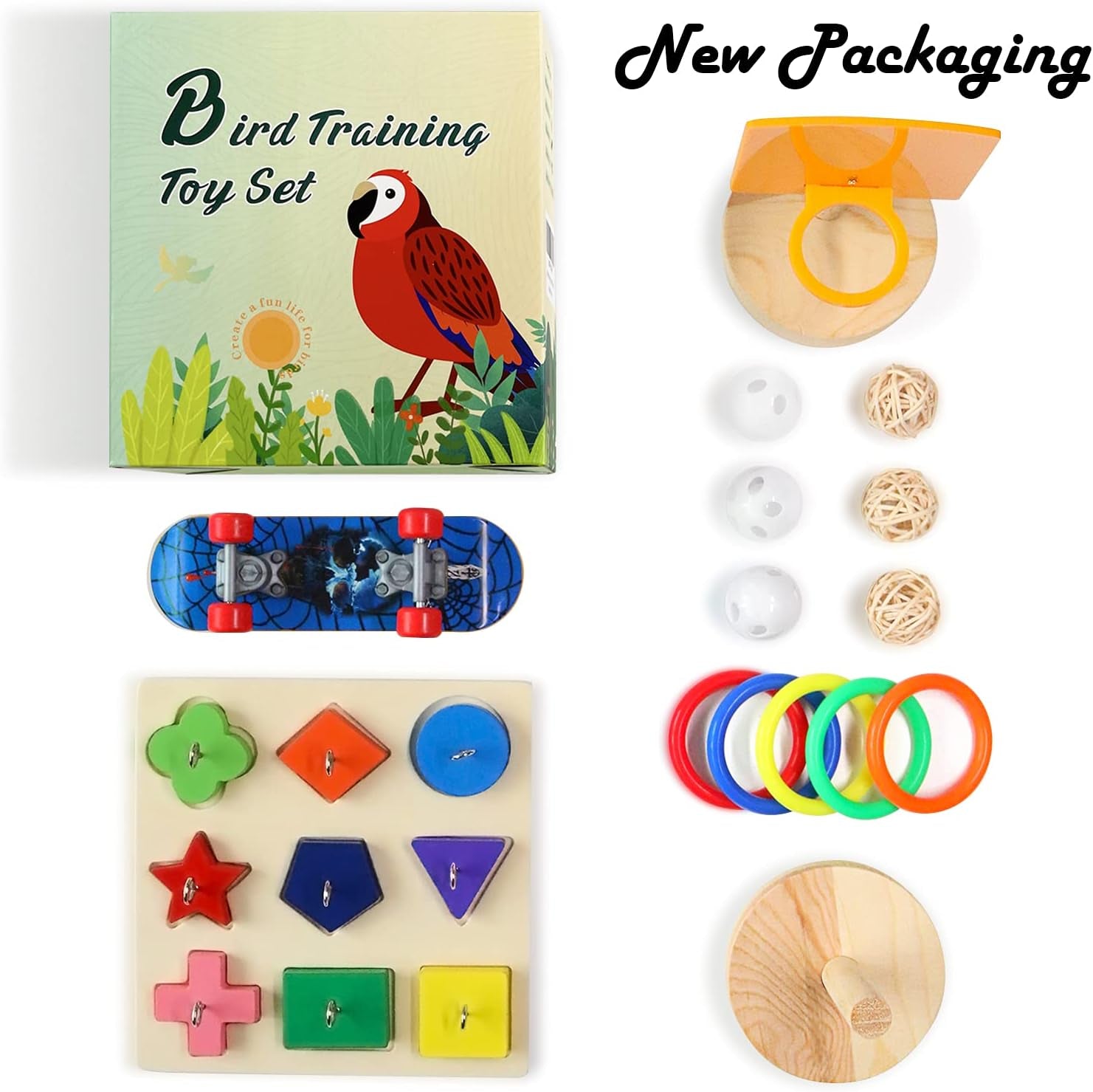 Bird Training & Interactive Play Toy Set – Educational Toys for Small & Medium Parrots