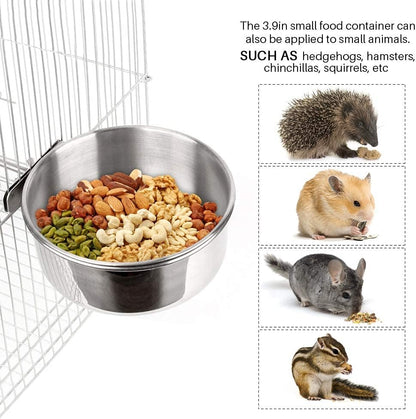 Stainless Steel Clamp-On Bird Feeding Bowl Set – Multi-Size Food & Water Dish Kit for Parrots