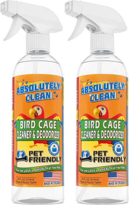 Bird Cage Cleaner & Odor Remover – Fast-Acting Enzyme Formula (16oz, 2-Pack)