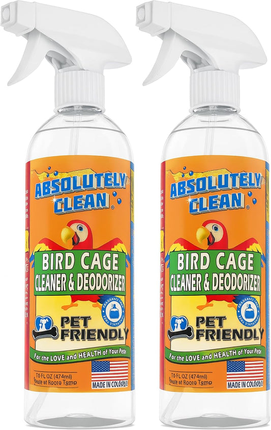 Bird Cage Cleaner & Odor Remover – Fast-Acting Enzyme Formula (16oz, 2-Pack)