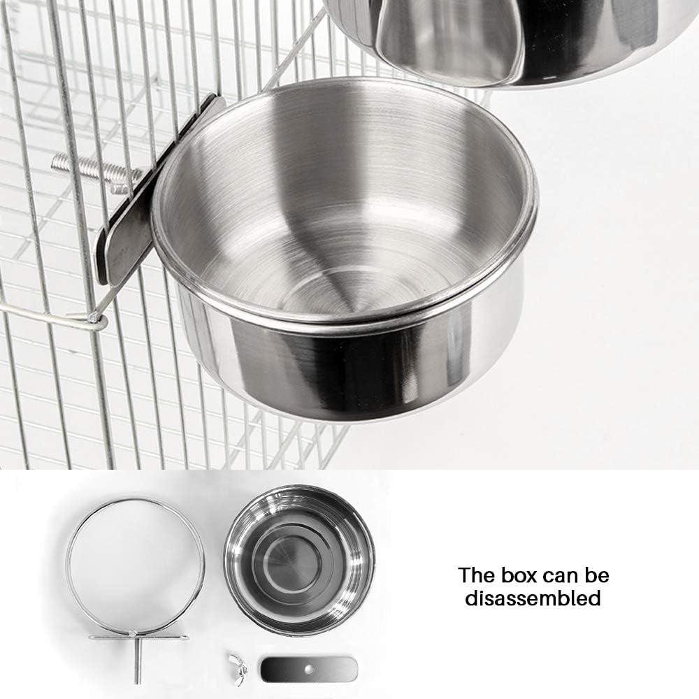 Stainless Steel Clamp-On Bird Feeding Bowl Set – Multi-Size Food & Water Dish Kit for Parrots