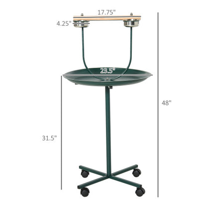 48" Rolling Bird Training Play Stand – Activity Perch & Exercise Playground for Parrots