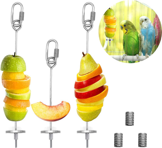 Stainless Steel Bird Fruit Skewer – Foraging Feeder & DIY Toy Base for Parrots
