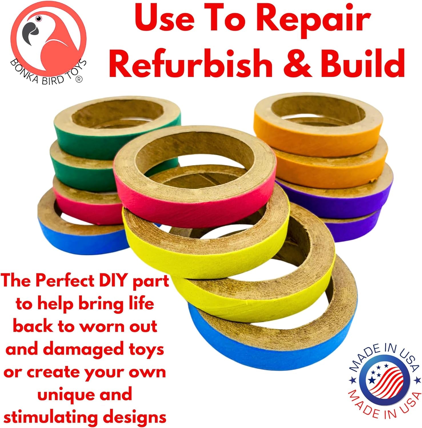 Chew Bagel Bird Toy Set – Interactive Shredding & DIY Enrichment Rings for Parrots -  12 Count