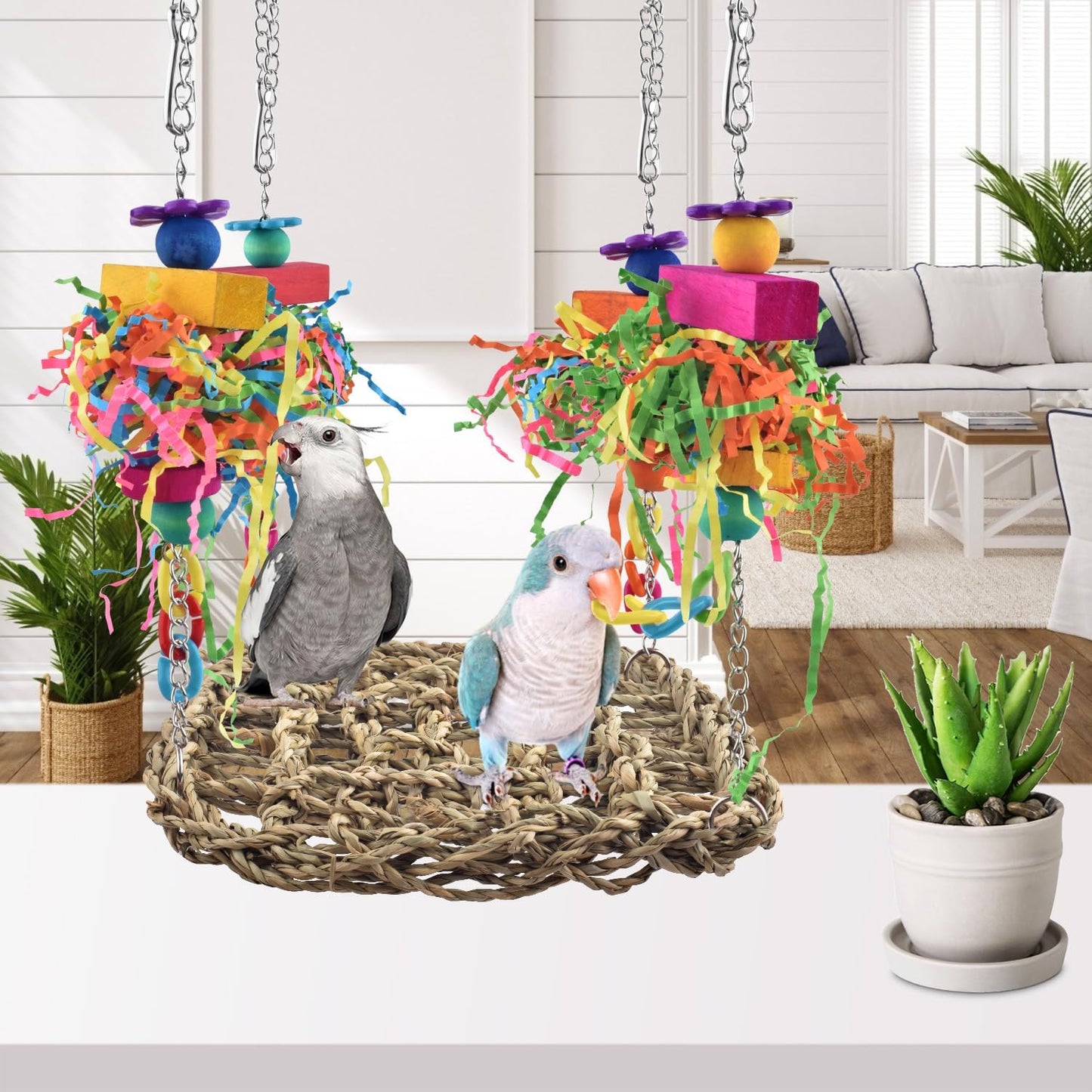 Seagrass Bird Swing Mat – Hanging Foraging, Climbing & Chewing Enrichment Toy and Perch