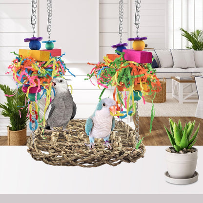 Seagrass Bird Swing Mat – Hanging Foraging, Climbing & Chewing Enrichment Toy and Perch
