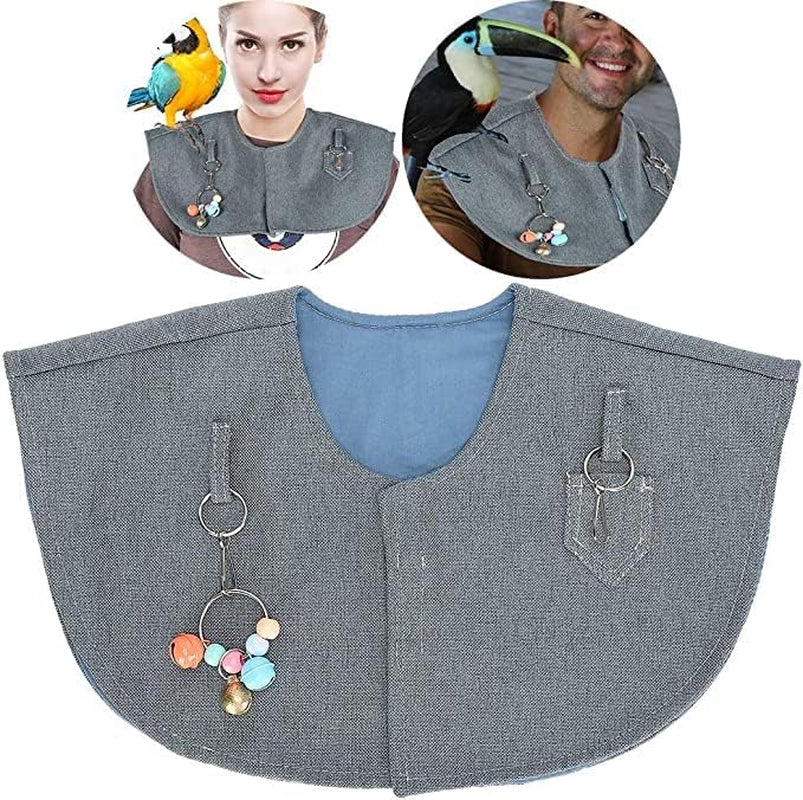 Denim Bird Shoulder Protector – Anti-Scratch Cape for Parrots, Parakeets & Companion Birds
