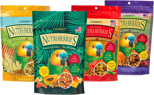 Lafeber's Gourmet Nutri-Berries Variety Pack – Complete Foraging Food for Parrots (4 Pack)