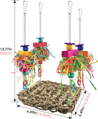Seagrass Bird Swing Mat – Hanging Foraging, Climbing & Chewing Enrichment Toy and Perch