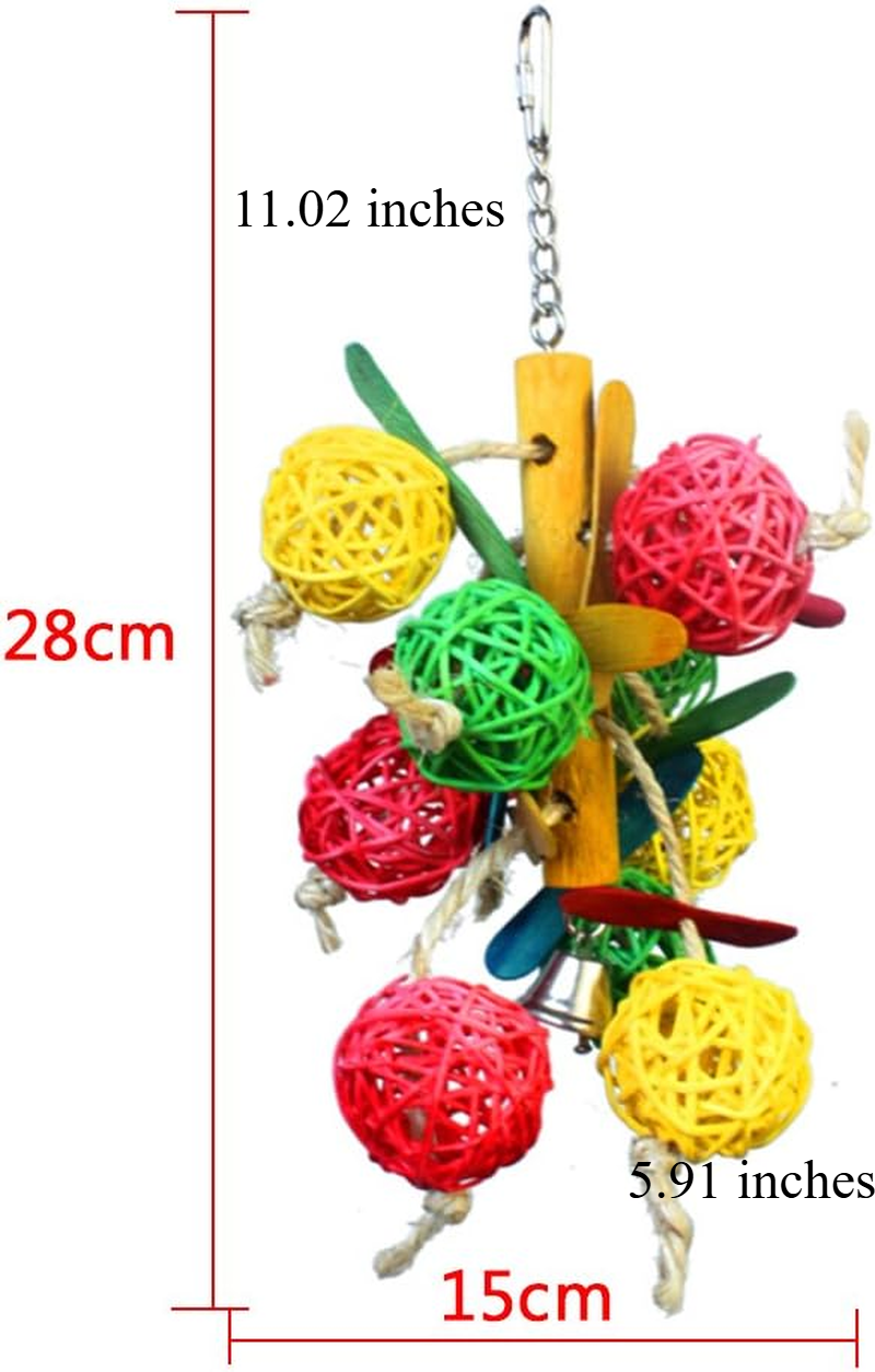 Rattan Ball and String Hanging Bird Toy - For Medium to Large Birds