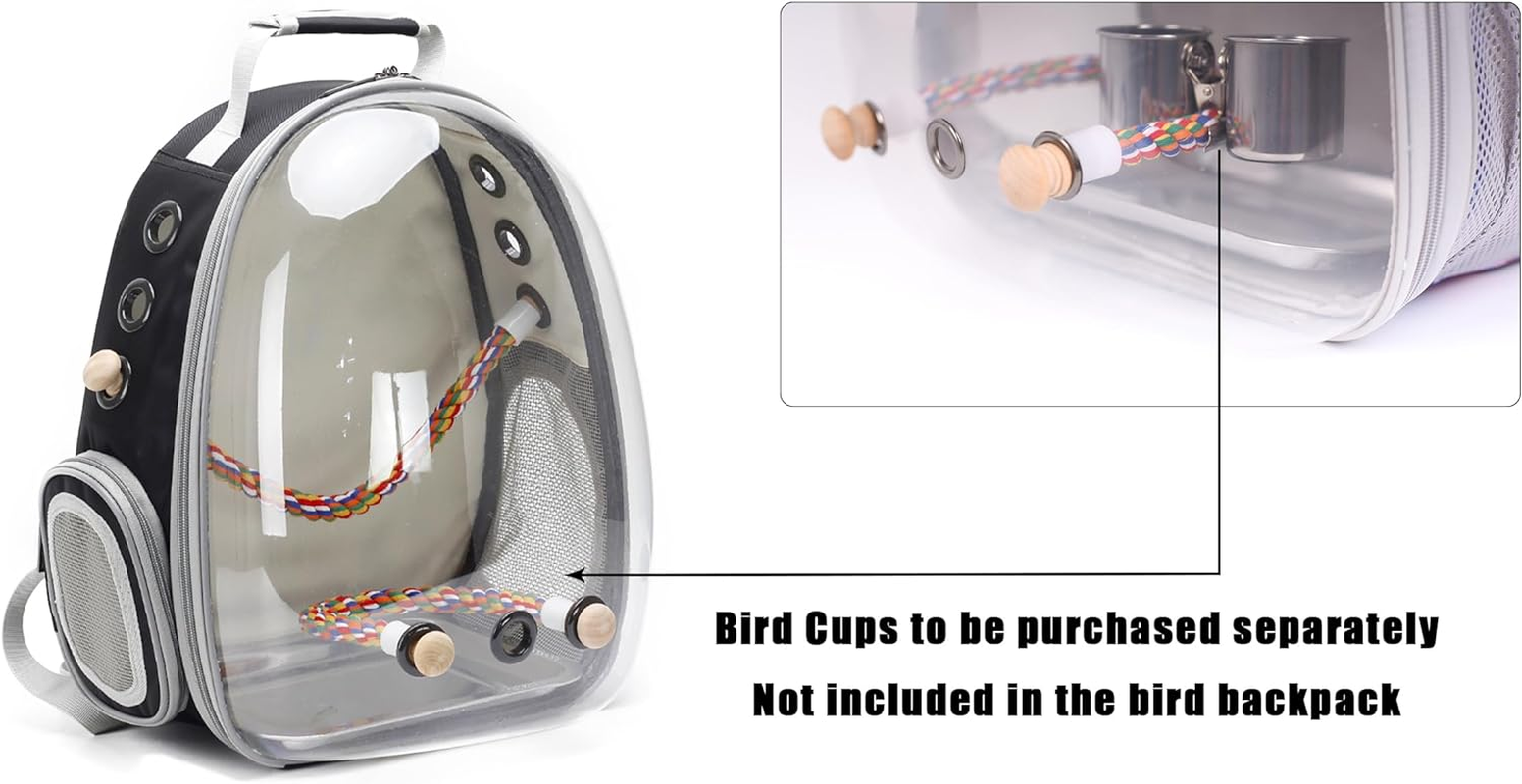 Astronaut Space Capsule Bird Carrier Backpack – Transparent Travel Cage for Small to Medium Birds