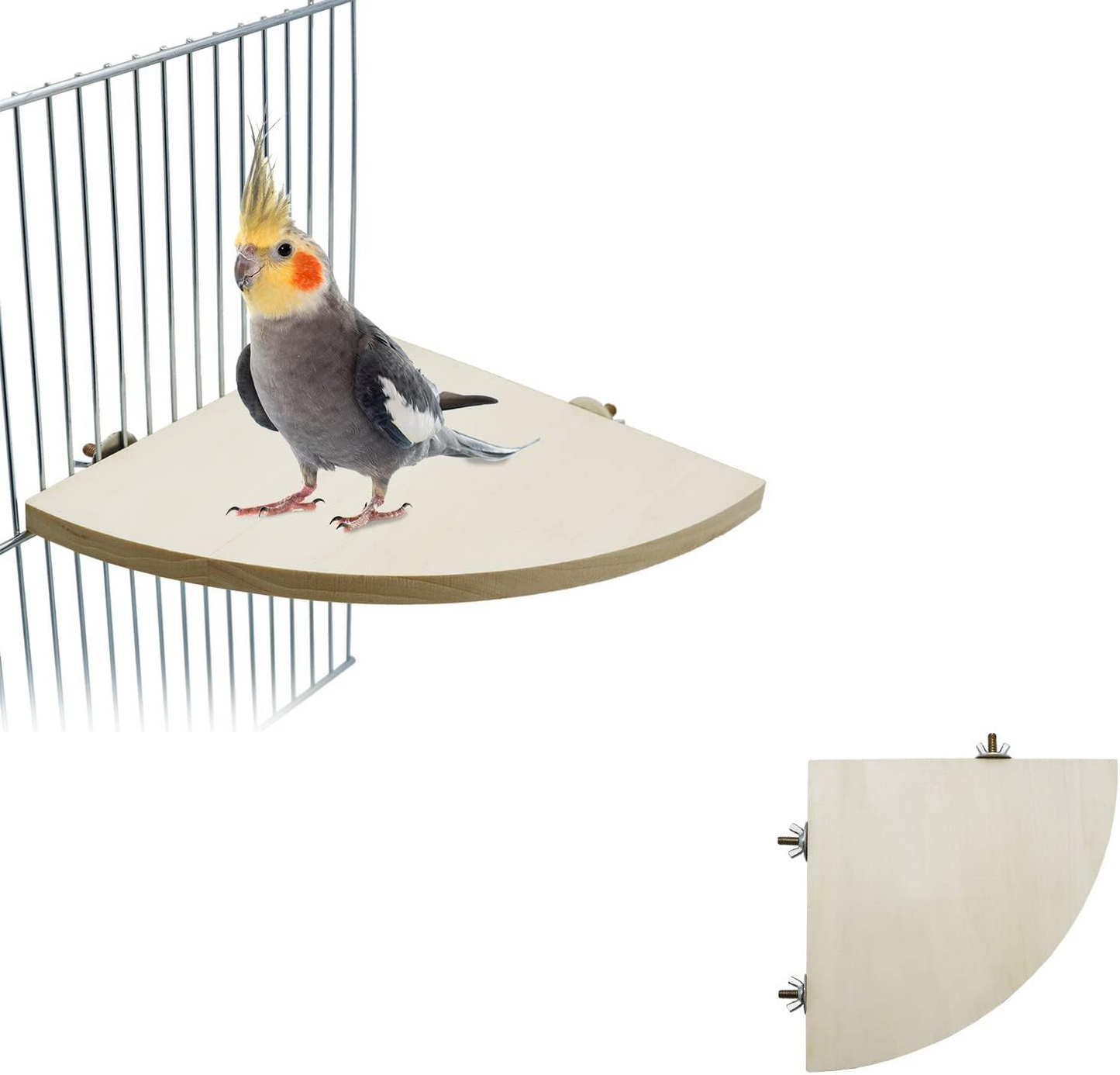 7 in x 7 in Bird Corner Perch Platform- Easy Installation, Safe and Stable Design, Smoothly Sanded Hardwood