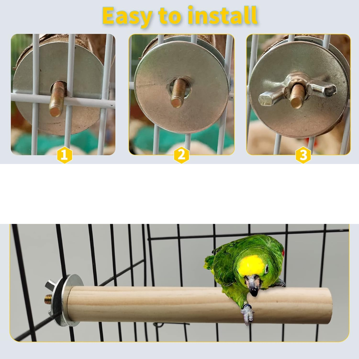 Natural Wood Bird Perch Set - 5 Piece Simple Dowel Perch for Small to Medium Birds,