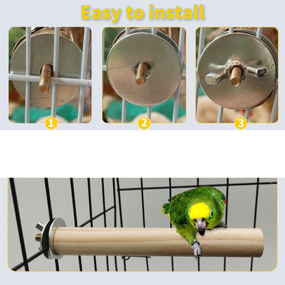 Natural Wood Bird Perch Set - 5 Piece Simple Dowel Perch for Small to Medium Birds,