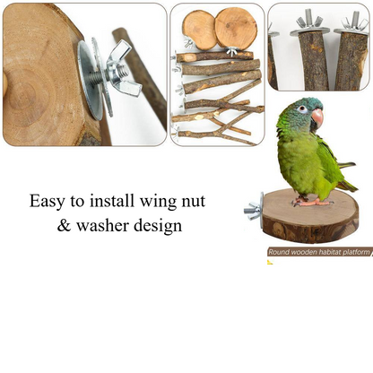 8-Pack Natural Wood Bird Perch - Perch Variety Pack. Includes Platform, Branched Perch, and Single Perch.