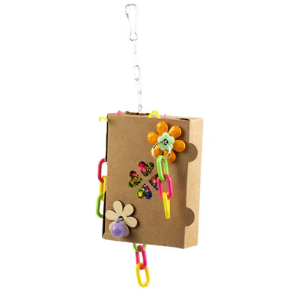 Colorful Bird Chew Toy – Natural Rattan and Paper Enrichment Toy for Budgies, Cockatiels & Conures