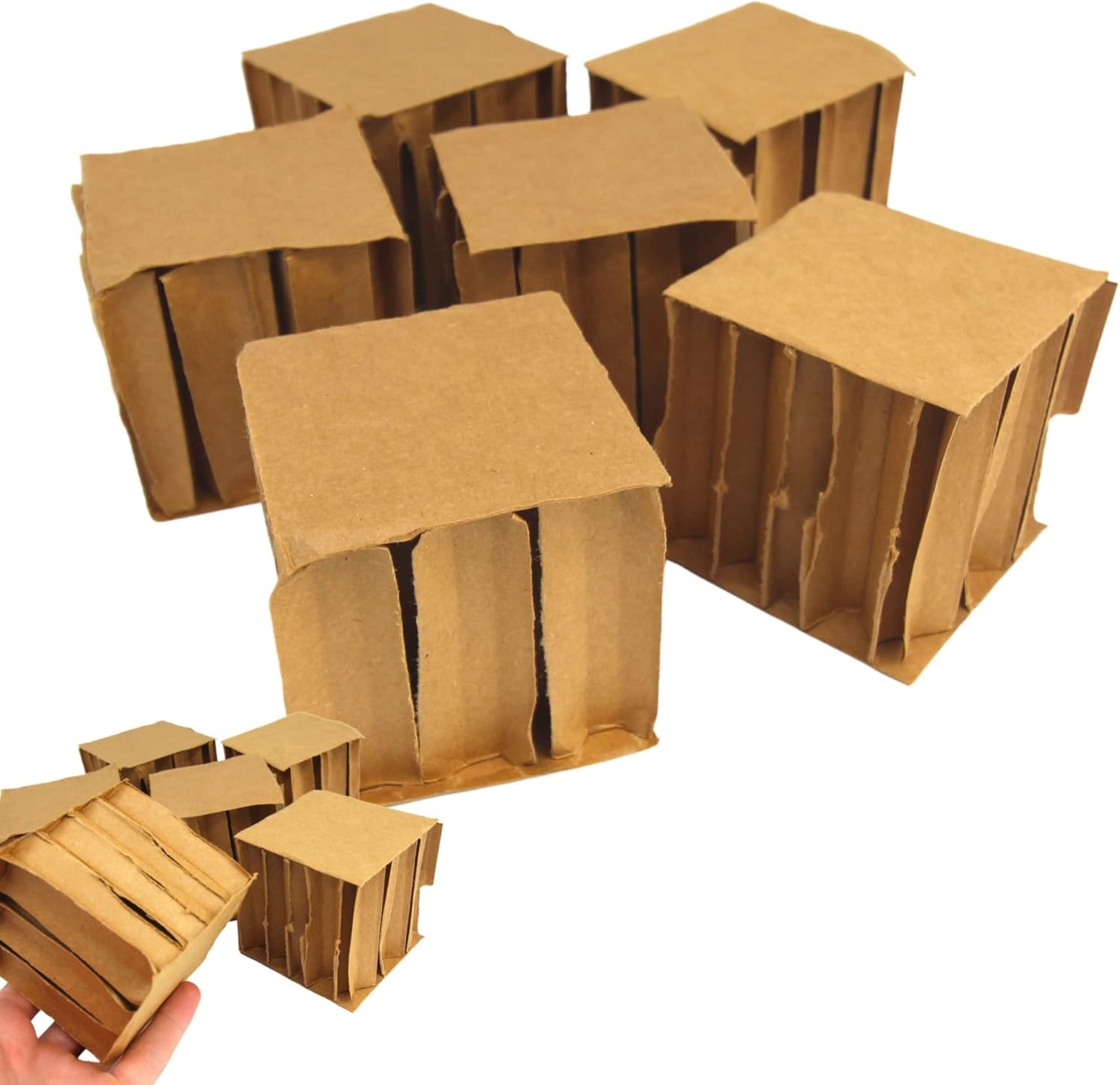 Cardboard Chew Cubes for Birds – 3" Square Foot Toys for DIY Bird Toy Making & Cage Enrichment (6 Pack)