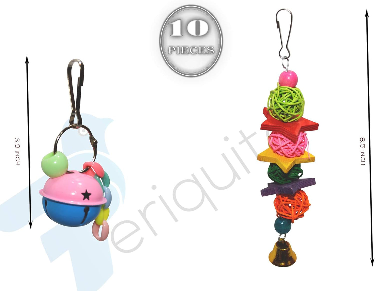 10-Piece Parrot Toy Set – Multi-Activity Cage Enrichment for Small to Medium Birds
