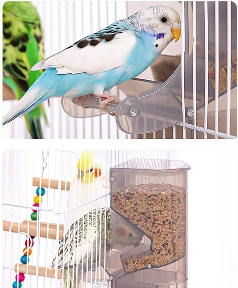 Automatic Cage Bird Feeder – No-Mess Gravity Seed Dispenser for Small Parrots