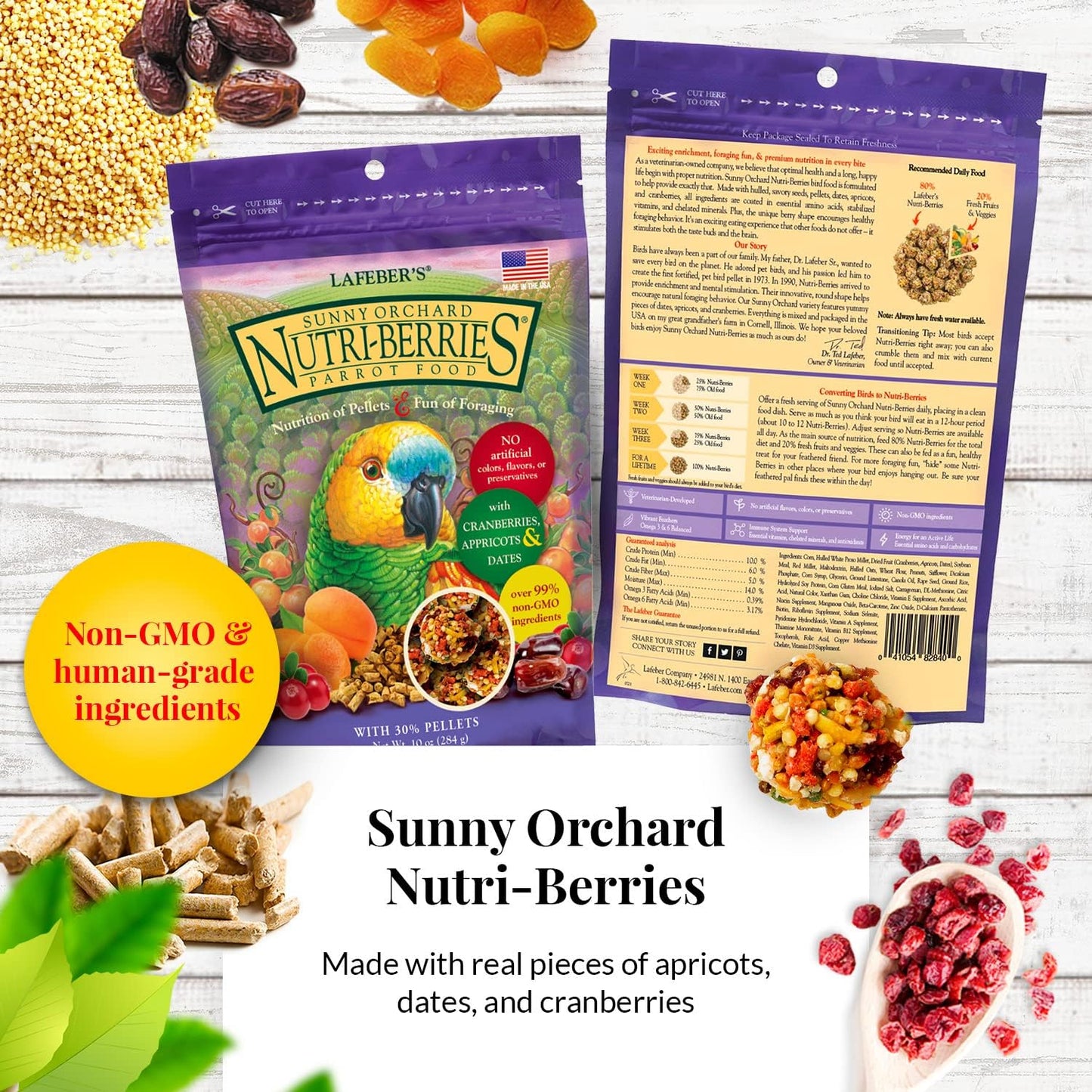 Lafeber's Gourmet Nutri-Berries Variety Pack – Complete Foraging Food for Parrots (4 Pack)