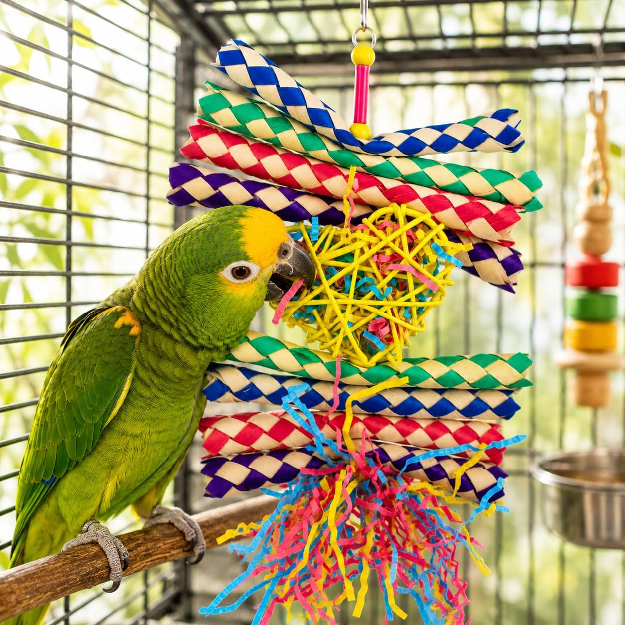 Heart Shaped, Interactive Foraging Bird Toy – Multi-Texture Shredding & Enrichment Toy for Parrots