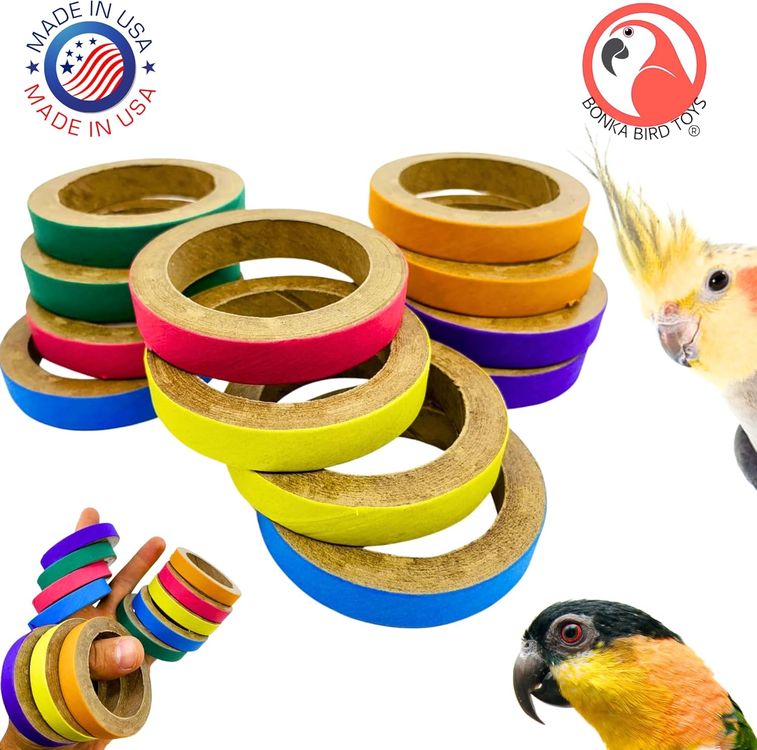 Chew Bagel Bird Toy Set – Interactive Shredding & DIY Enrichment Rings for Parrots -  12 Count