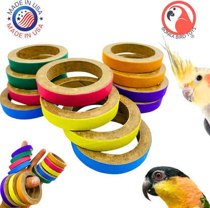 Chew Bagel Bird Toy Set – Interactive Shredding & DIY Enrichment Rings for Parrots -  12 Count