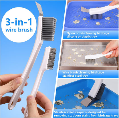 Bird Cage Cleaning Brush Kit – Complete Multi-Tool Cleaning Set for Bird Cages & Small Animal Habitats