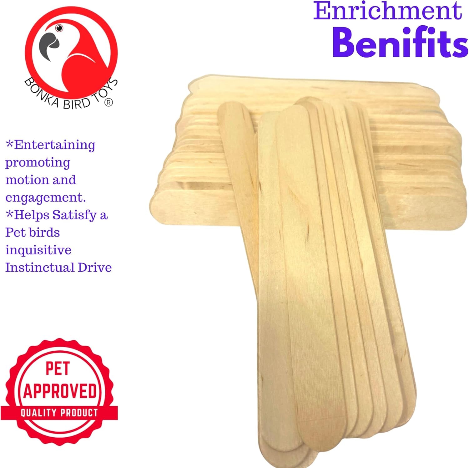 Natural Wooden Bird Foot Toys – Undrilled Chew Sticks for DIY Enrichment & Parrot Toy Making (100 Pack)