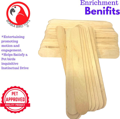 Natural Wooden Bird Foot Toys – Undrilled Chew Sticks for DIY Enrichment & Parrot Toy Making (100 Pack)
