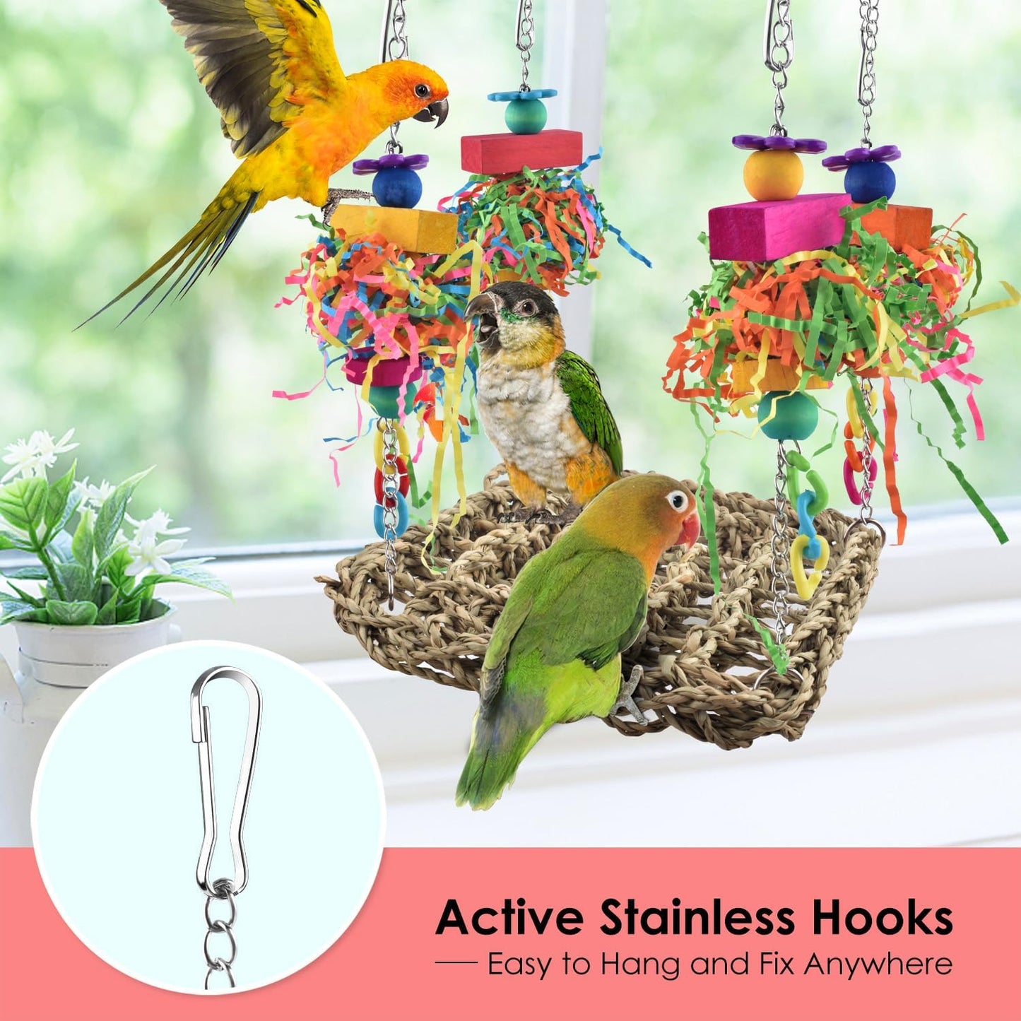 Seagrass Bird Swing Mat – Hanging Foraging, Climbing & Chewing Enrichment Toy and Perch