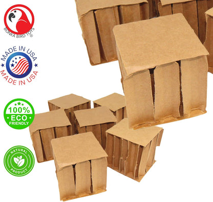 Cardboard Chew Cubes for Birds – 3" Square Foot Toys for DIY Bird Toy Making & Cage Enrichment (6 Pack)