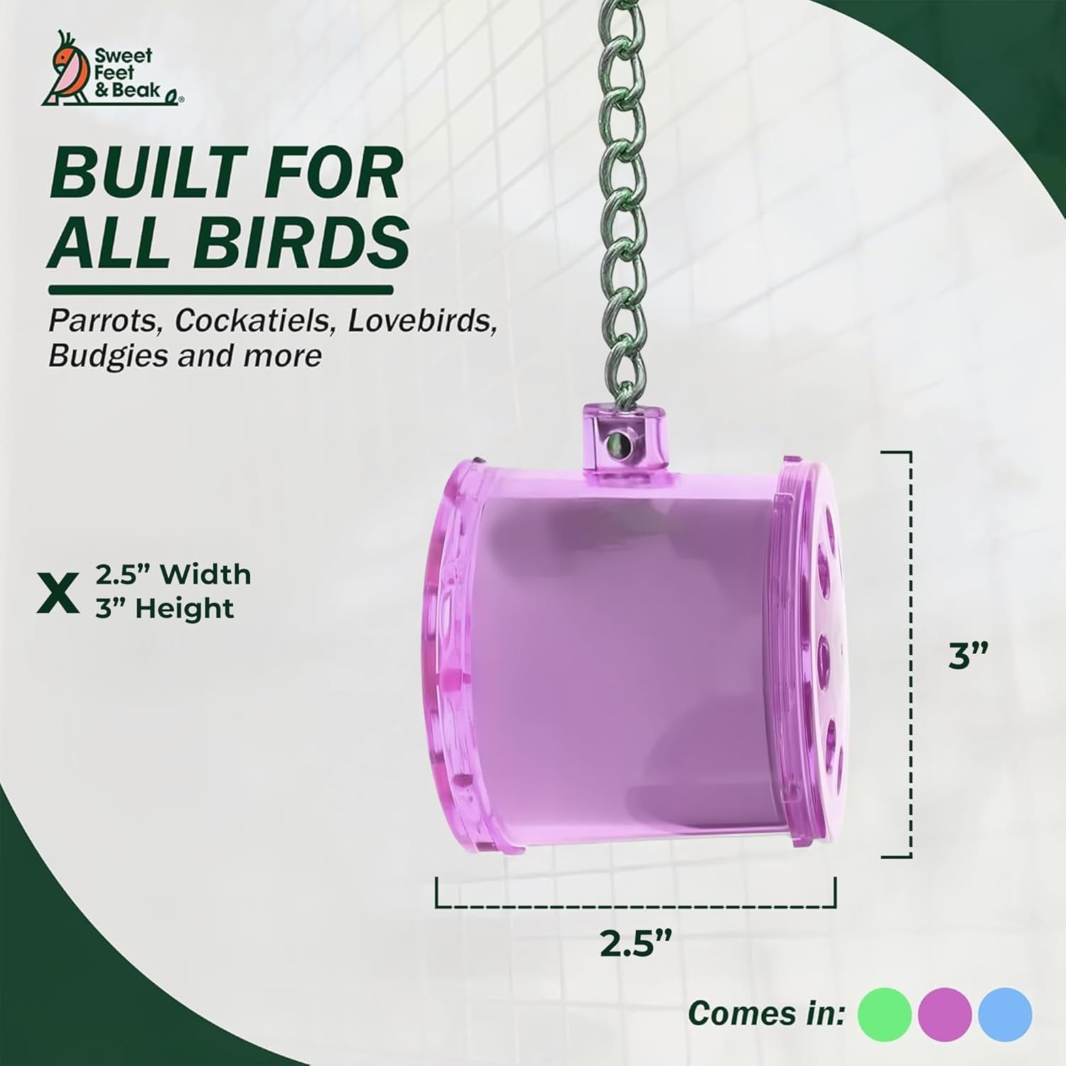 Sweet Feet & Beak Shred Master - Perfect Bird Cage Toy for All Birds - Shredding & Engagement - Safe, Non-Toxic, Easy to Install Parrot Cage Accessories - Small