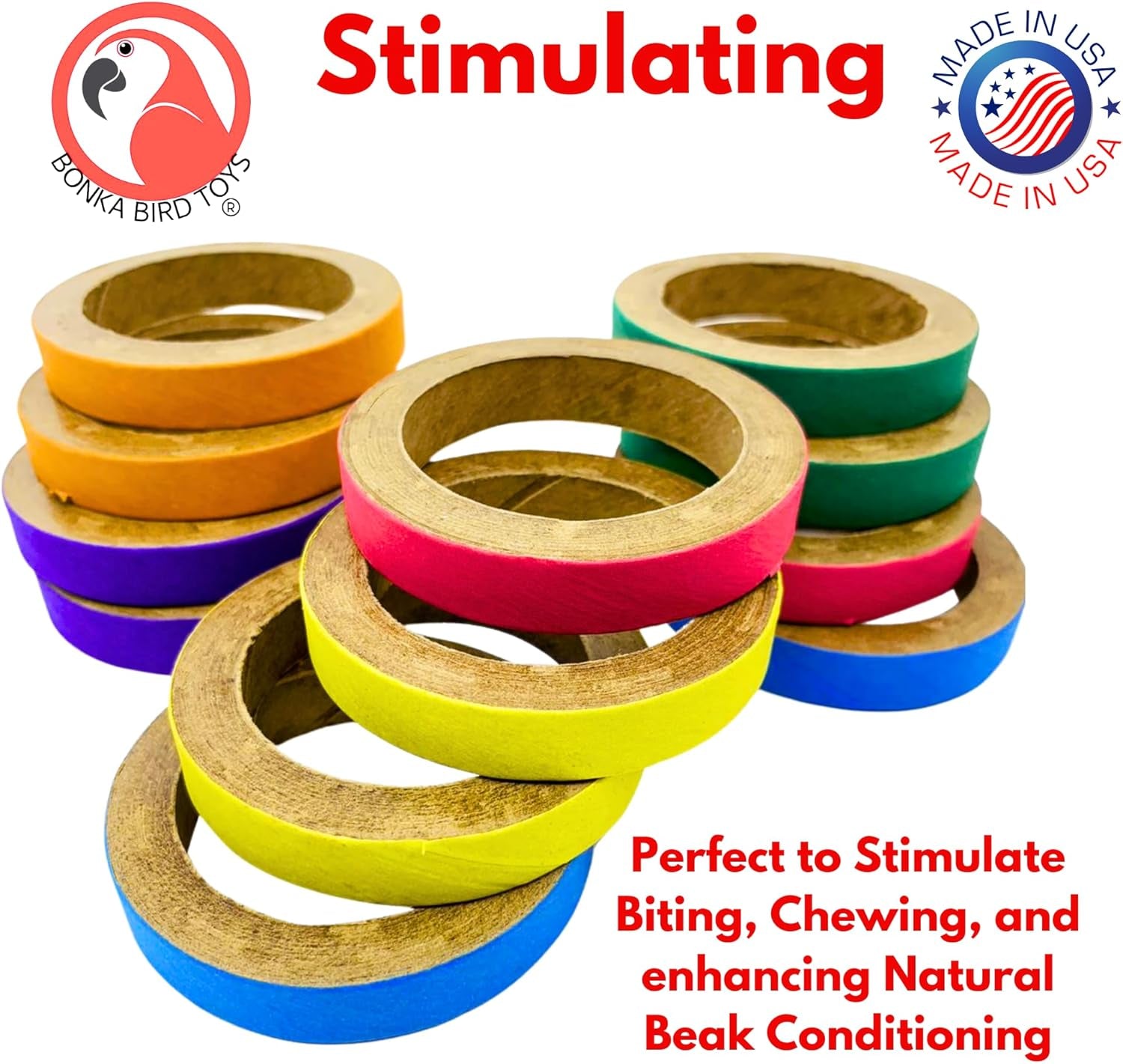 Chew Bagel Bird Toy Set – Interactive Shredding & DIY Enrichment Rings for Parrots -  12 Count