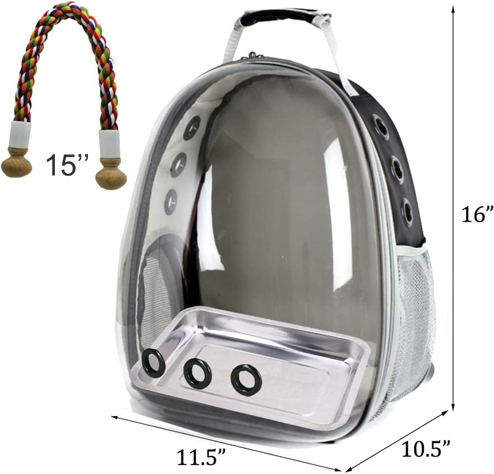 Astronaut Space Capsule Bird Carrier Backpack – Transparent Travel Cage for Small to Medium Birds