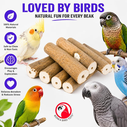 Natural Sola Bark Bird Chew Sticks – 6 Pack Soft Wood Foot Toys & DIY Bird Toy Making Material for Parrots, Cockatiels & Small Birds